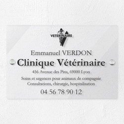 Plaque vétérinaire en plexiglas transparent 30x20cm