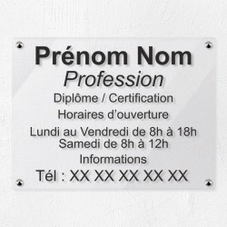 Plaque professionnelle en plexiglas transparent 40x30cm