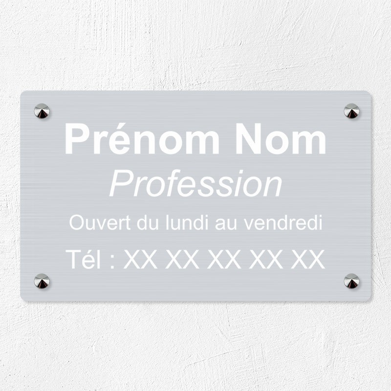 Plaque professionnelle en aluminium 25x15cm