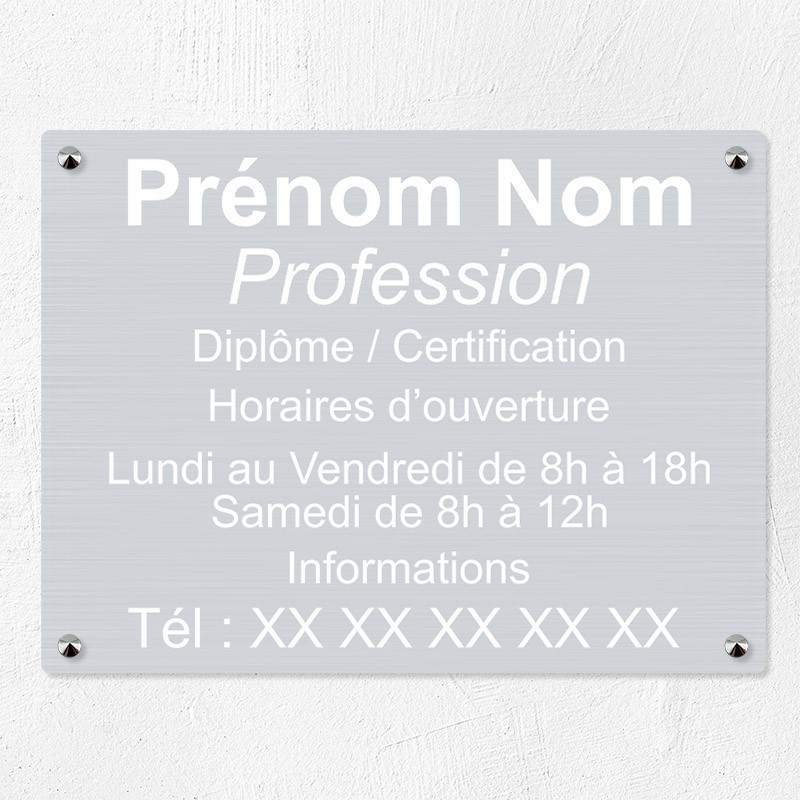 Plaque professionnelle en aluminium 40x30cm