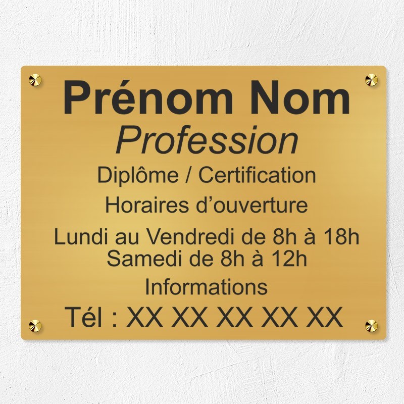 Plaque professionnelle en laiton 40x30cm