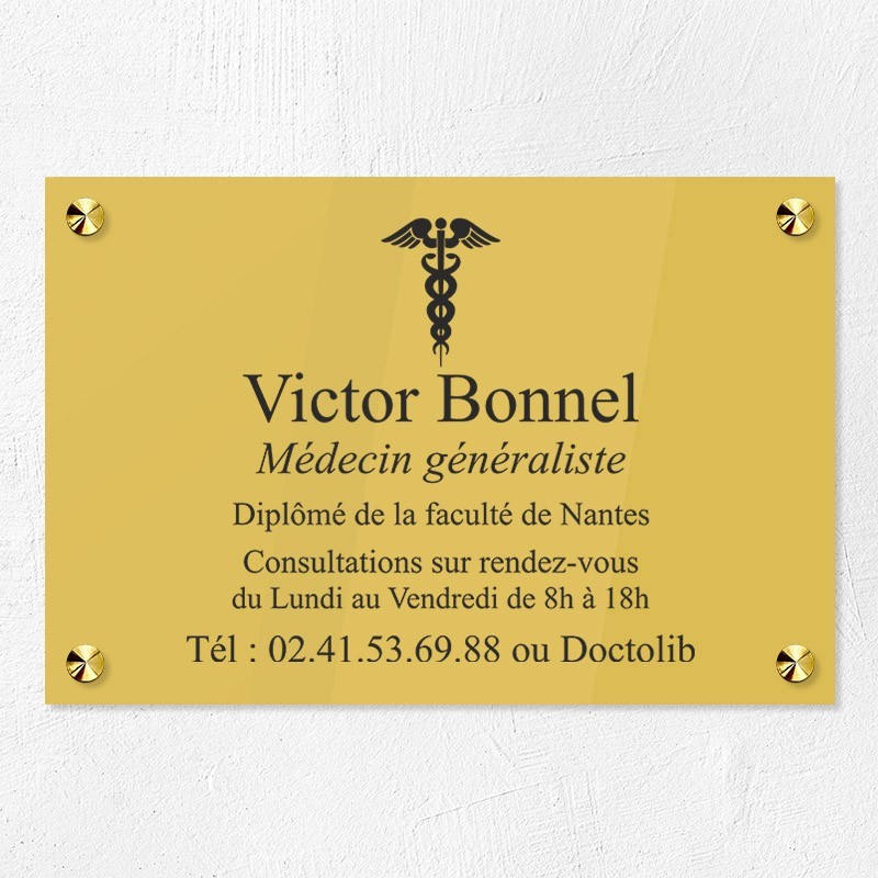 Plaque médecin personnalisée en plexiglas 30x20cm