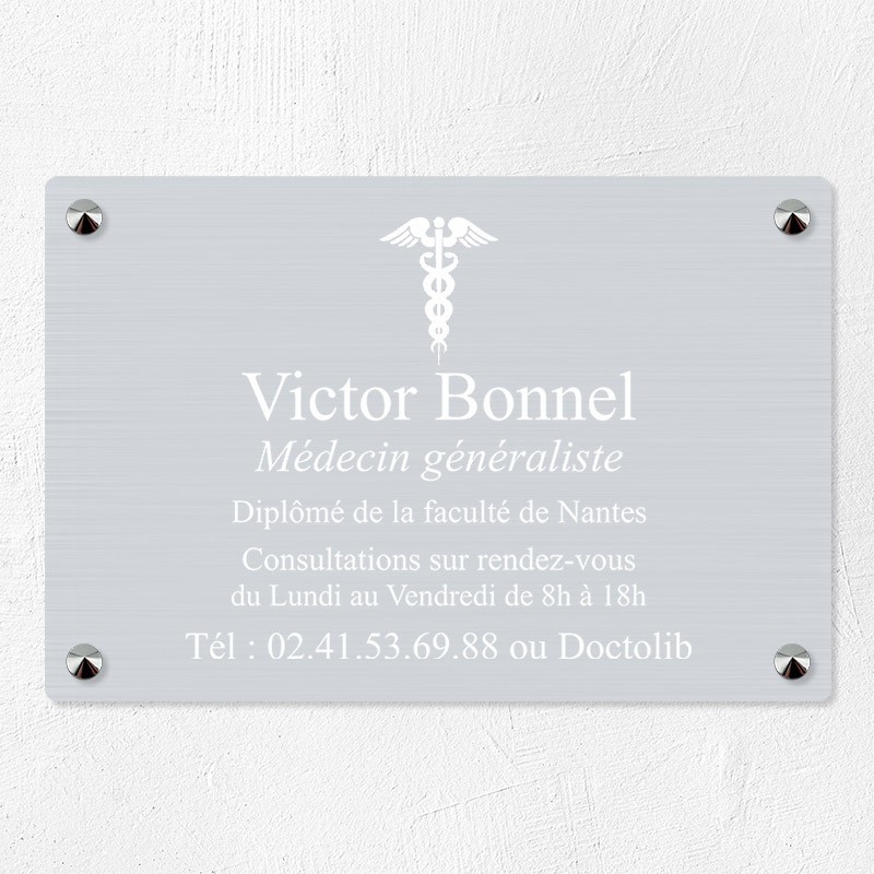 Plaque médecin personnalisée en aluminium 30x20cm