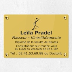 Plaque kiné personnalisée en plexiglas couleur gravé 30x20cm