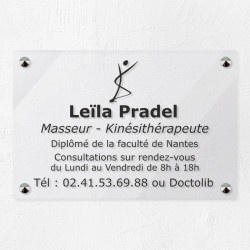 Plaque kiné personnalisée en plexiglas transparent 30x20cm