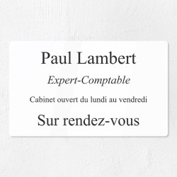 Plaque professionnelle en plexiglas gravé 25x15cm