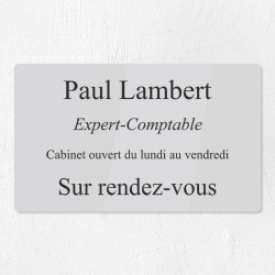 Plaque professionnelle en plexiglas gravé 25x15cm