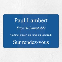 Plaque professionnelle en plexiglas gravé 25x15cm