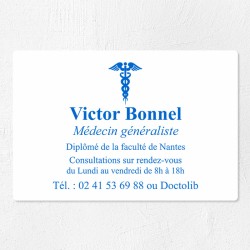 Plaque médecin personnalisée économique en PVC gravoply 30x20cm