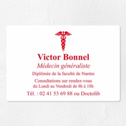 Plaque médecin personnalisée économique en PVC gravoply 30x20cm