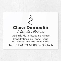Plaque gravée pour infirmière libérale en plexiglas 30x20cm