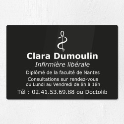 Plaque gravée pour infirmière libérale en plexiglas 30x20cm
