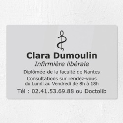 Plaque gravée pour infirmière libérale en plexiglas 30x20cm