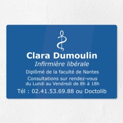 Plaque gravée pour infirmière libérale en plexiglas 30x20cm