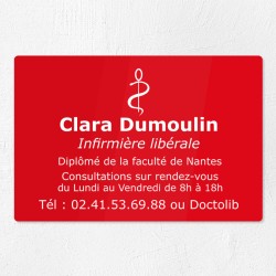 Plaque gravée pour infirmière libérale en plexiglas 30x20cm