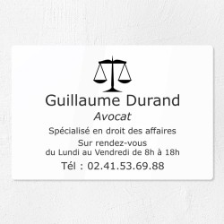 Plaque professionnelle pour avocat en plexiglas 30x20cm