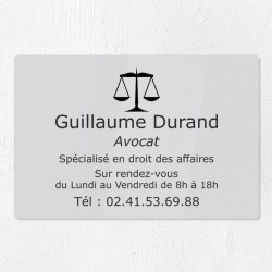 Plaque professionnelle pour avocat en plexiglas 30x20cm