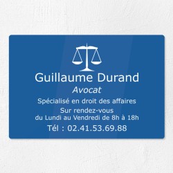 Plaque professionnelle pour avocat en plexiglas 30x20cm