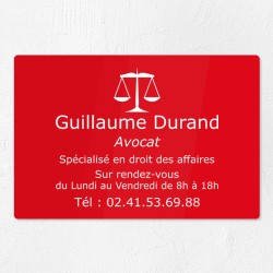Plaque professionnelle pour avocat en plexiglas 30x20cm