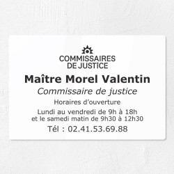 Plaque gravée pour commissaire de justice en plexiglas 30x20cm