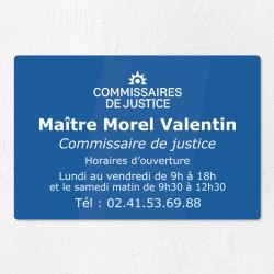 Plaque gravée pour commissaire de justice en plexiglas 30x20cm