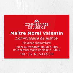 Plaque gravée pour commissaire de justice en plexiglas 30x20cm