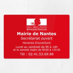 Plaque gravée pour mairie en plexiglas 30x20cm