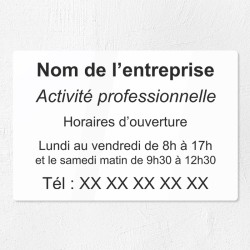 Plaque gravée pour entreprise en plexiglas 30x20cm