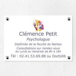 Plaque psychologue en plexiglas quadri sur-mesure 30x20cm