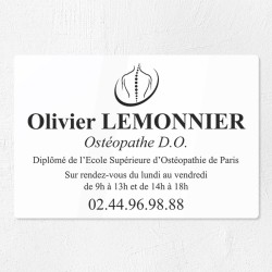 Plaque ostéopathe en plexiglas gravé 30x20cm