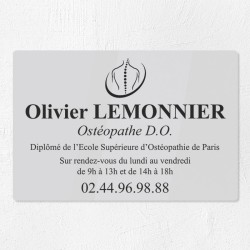 Plaque ostéopathe en plexiglas gravé 30x20cm