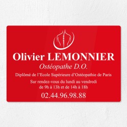 Plaque ostéopathe en plexiglas gravé 30x20cm