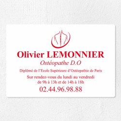 Plaque ostéopathe économique en PVC gravoply 30x20cm