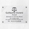 Plaque avocat personnalisée en plexiglas transparent 30x20cm