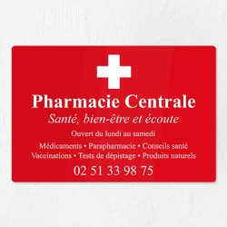 Plaque pharmacie en plexiglas gravé 30x20cm