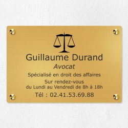 Plaque avocat en laiton à personnaliser 30x20cm