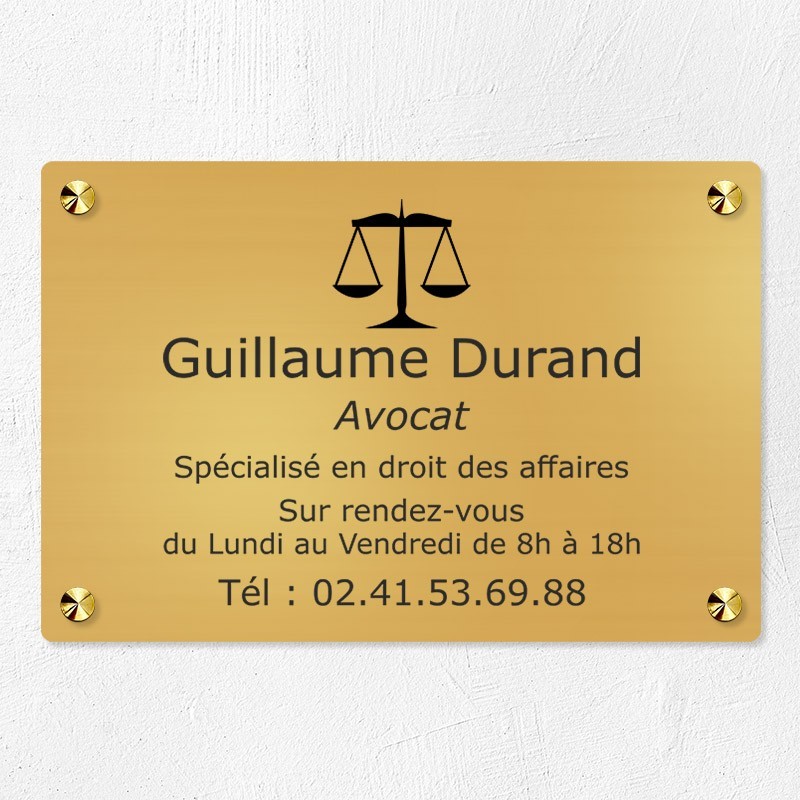 Plaque avocat en laiton à personnaliser 30x20cm