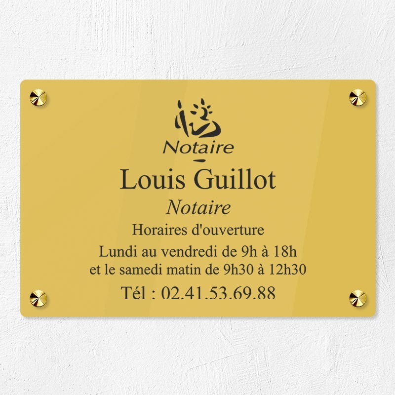 Plaque gravée pour notaire en plexiglas 30x20cm