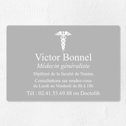 Plaque médecin personnalisée économique en PVC gravoply 30x20cm
