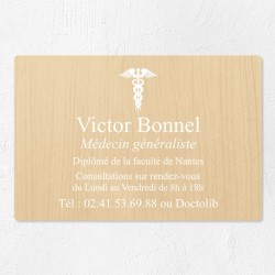 Plaque médecin personnalisée économique en PVC gravoply 30x20cm