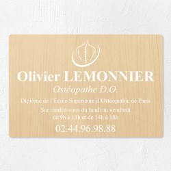 Plaque ostéopathe économique en PVC gravoply 30x20cm