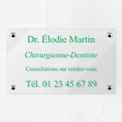 Plaque professionnelle en plexiglas transparent 25x15cm