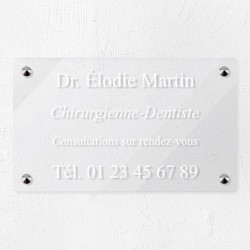 Plaque professionnelle en plexiglas transparent 25x15cm