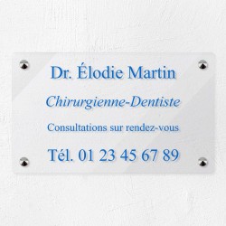 Plaque professionnelle en plexiglas transparent 25x15cm