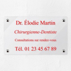 Plaque professionnelle en plexiglas transparent 25x15cm