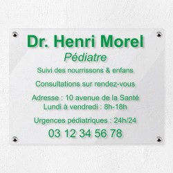 Plaque professionnelle en plexiglas transparent 40x30cm