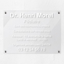 Plaque professionnelle en plexiglas transparent 40x30cm