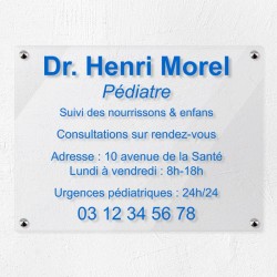 Plaque professionnelle en plexiglas transparent 40x30cm