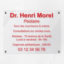 Plaque professionnelle en plexiglas transparent 40x30cm