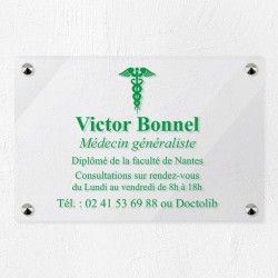 Plaque médecin personnalisée en plexiglas transparent 30x20cm